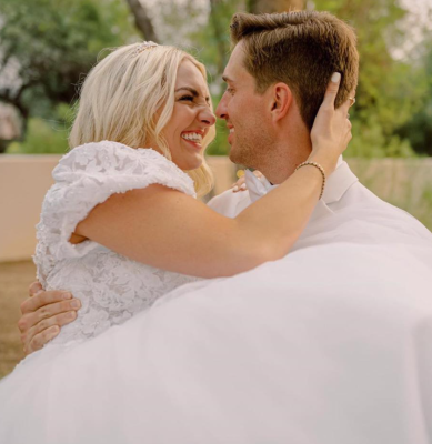Rydel Funk with her husband Capron Funk on their wedding day