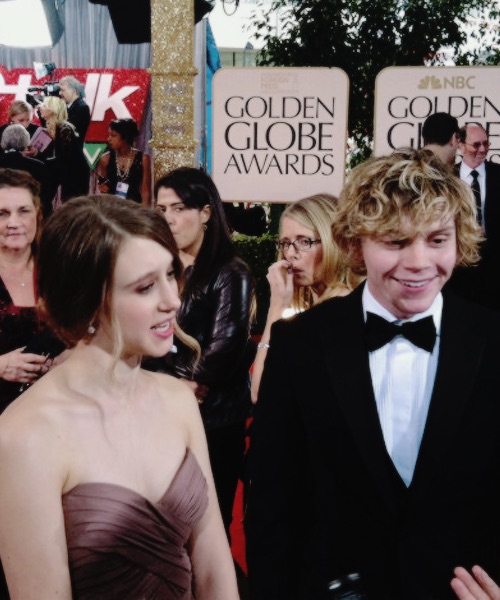 Taissa Farmiga with Evan Peters at the 2011 Golden Globes