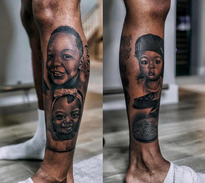 Damian Lillard's leg tattoos are portraits of children