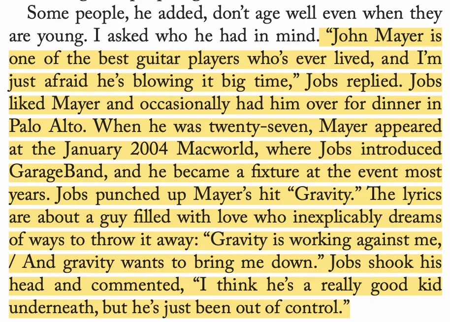 Steve Jobs on John Mayer. 