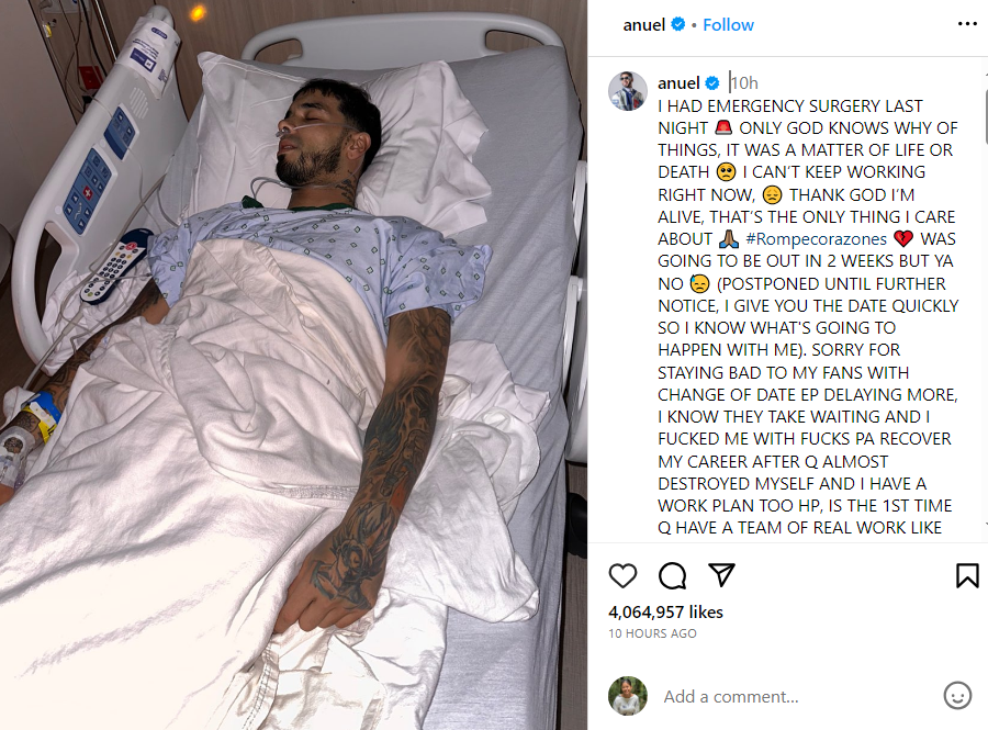 Anuel AA revealed he was hospitalized.