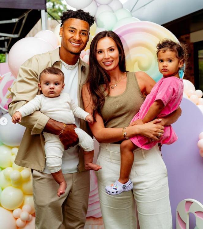 Ollie Watkins with his girlfriend Ellie Alderson and their children. 