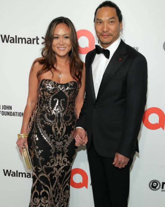 Jason Scott Lee and his wife Diana Chan at the Oscars Party in 2020. 