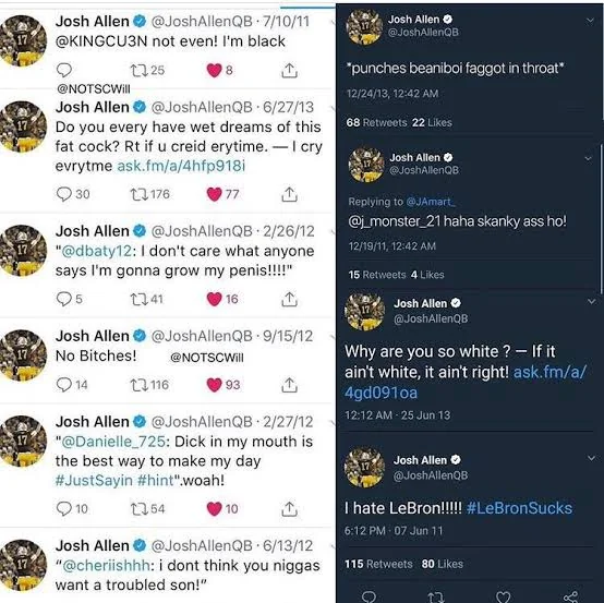 Josh Allen’s racist tweets resurfaced after dating Hailee Steinfeld.