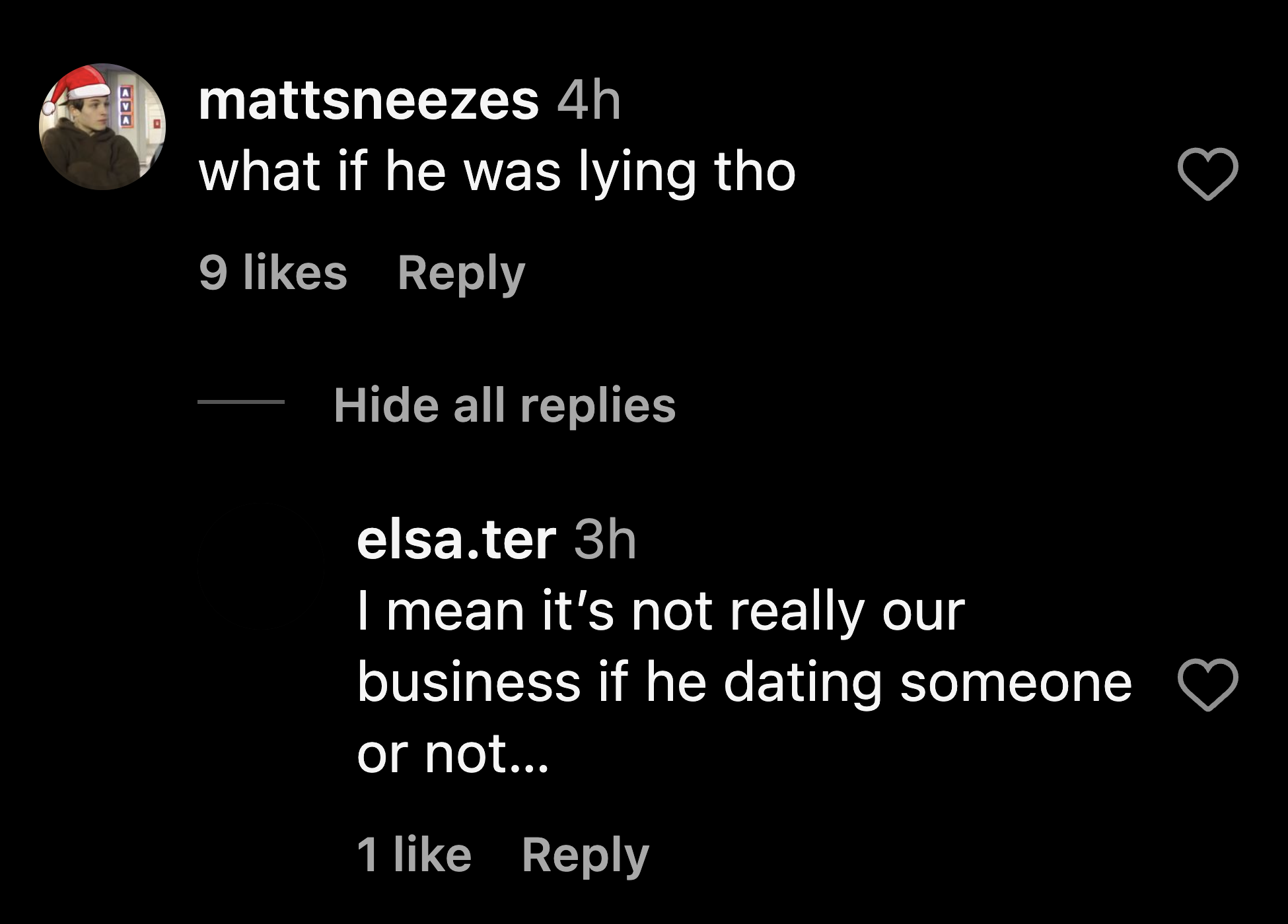 Netizen’s on Matthew Sturniolo’s comments about his dating life.