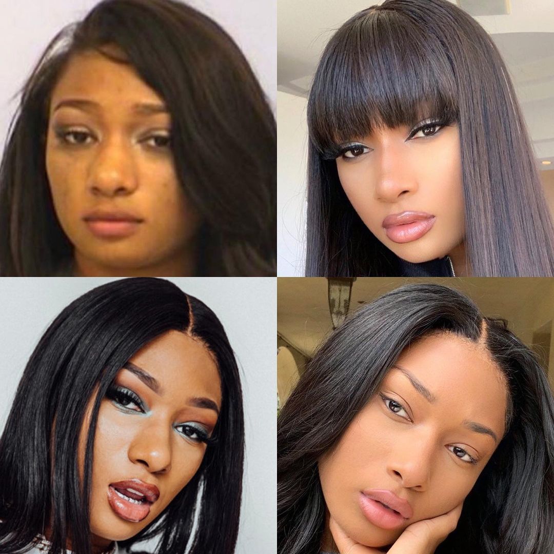 Megan The Stallion’s before and after photos.