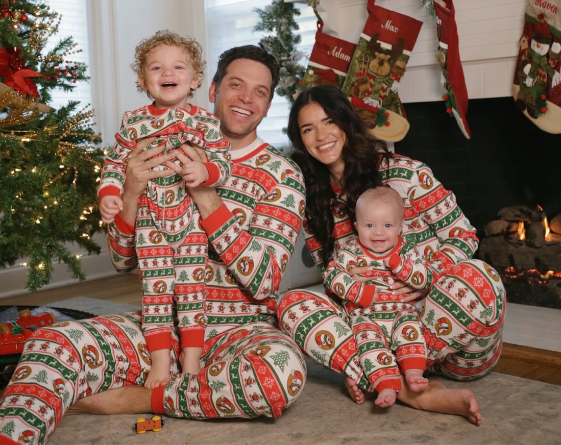 Raven Gates celebrating Christmas with her husband, Adam Gottschalk, and their two kids