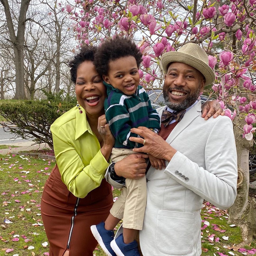 Angela Robinson with her husband and their son.
