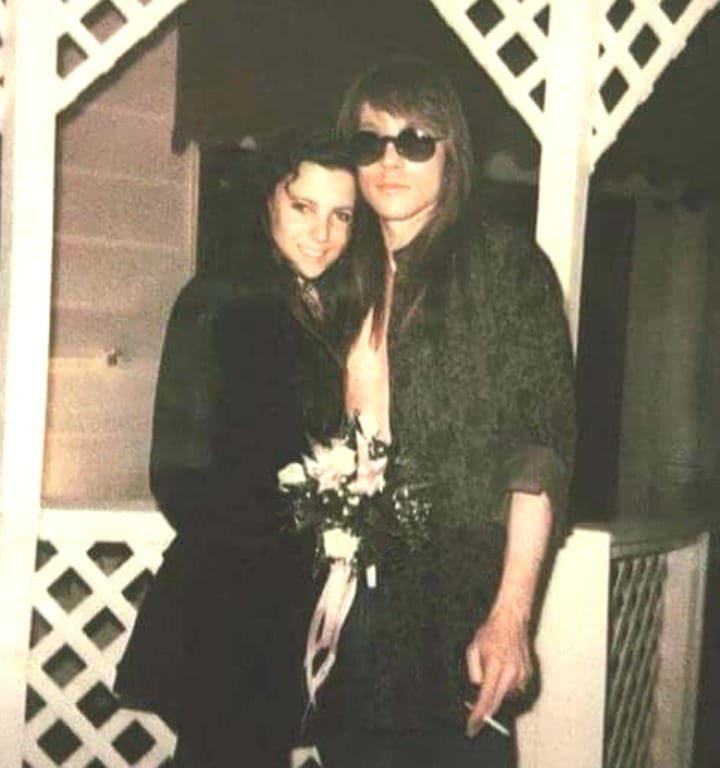 Axl Rose and his then-wife, Erin Everly, at the time of their wedding