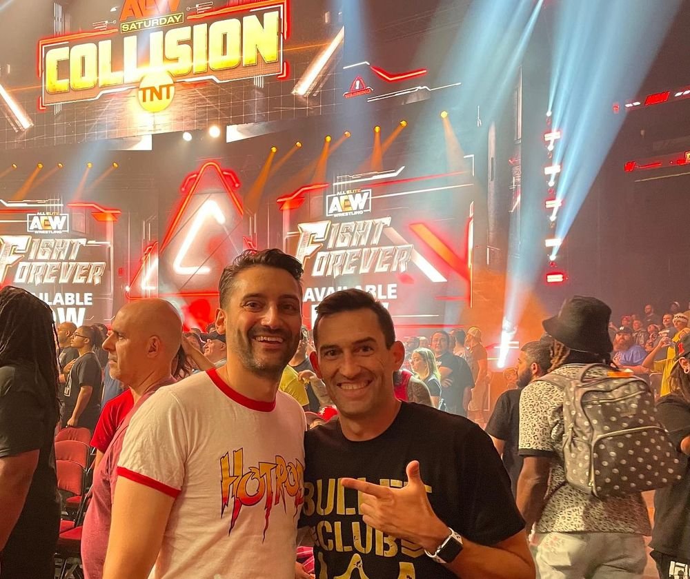 Ben Collins watching AEW Collision with his "brother"