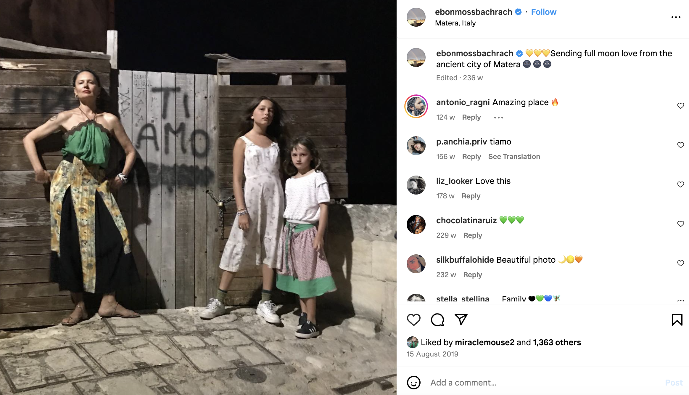 Ebon Moss-Bachrach posted a picture of his wife and two daughters.