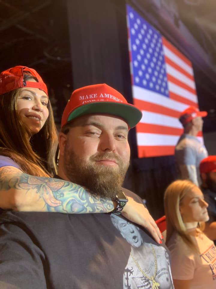 Jennavecia Russo with her husband at a Donald Trump rally in 2020