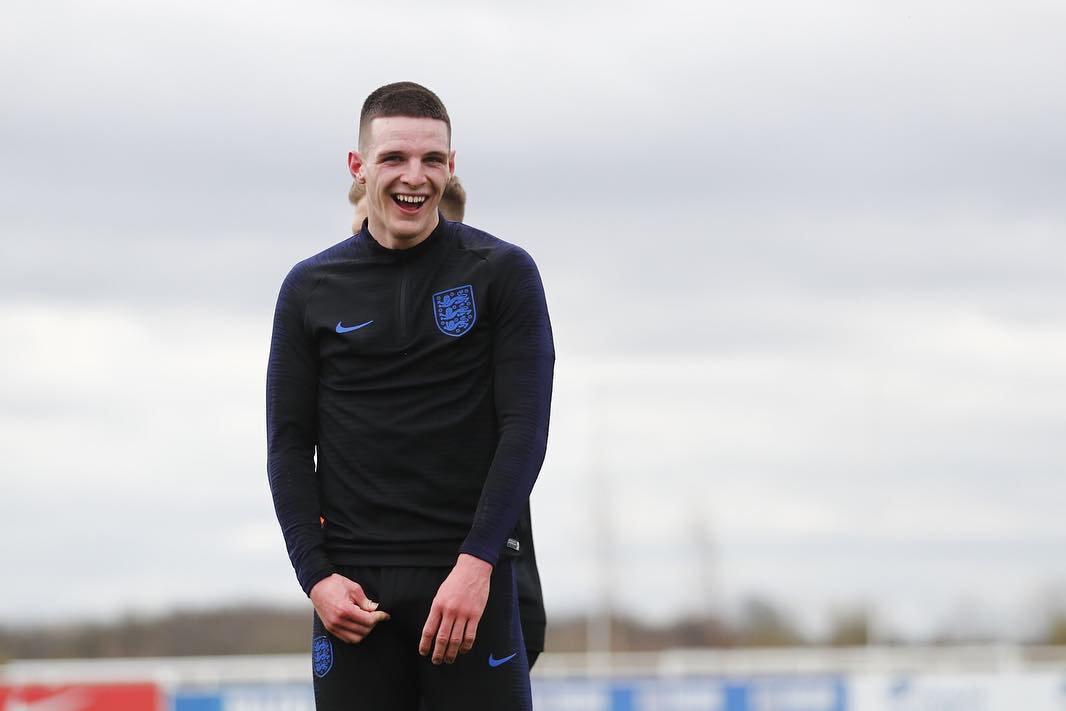 Declan Rice during his first training session with England after his international switch