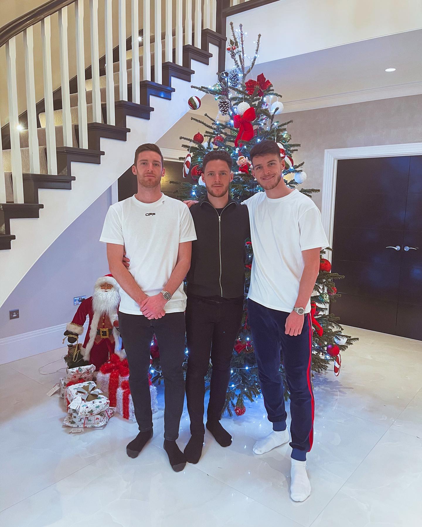 Declan Rice celebrating Christmas with his two siblings