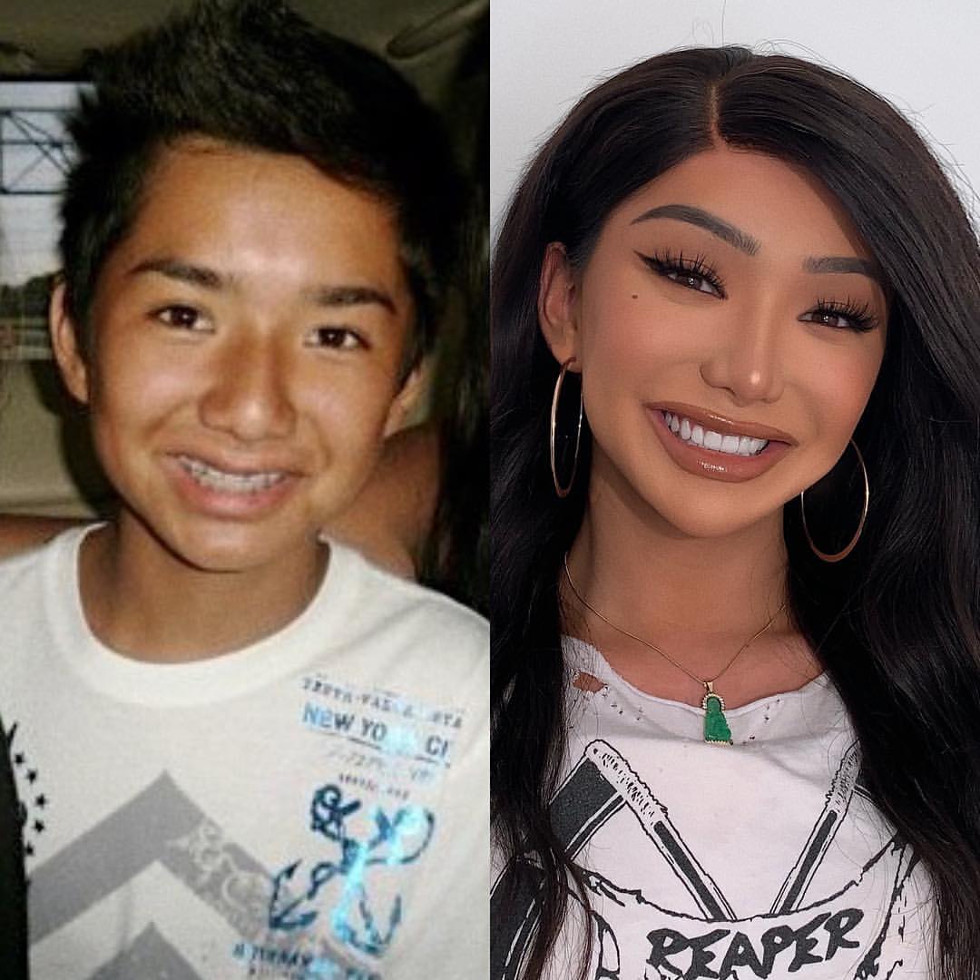 Nikita Dragun before and after her transition. 