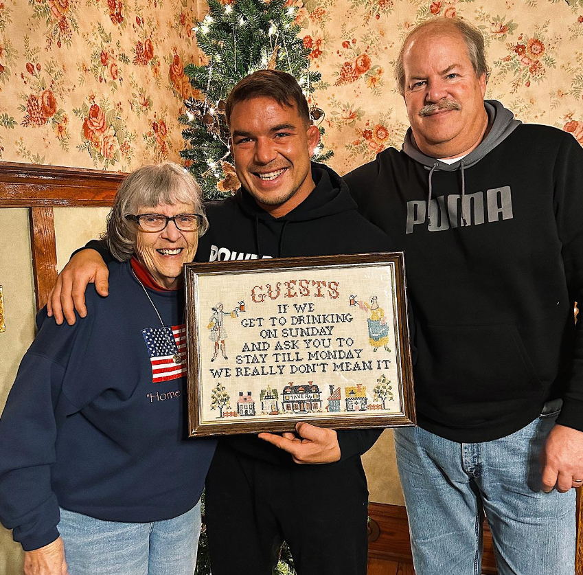 Chad Gable with his parents