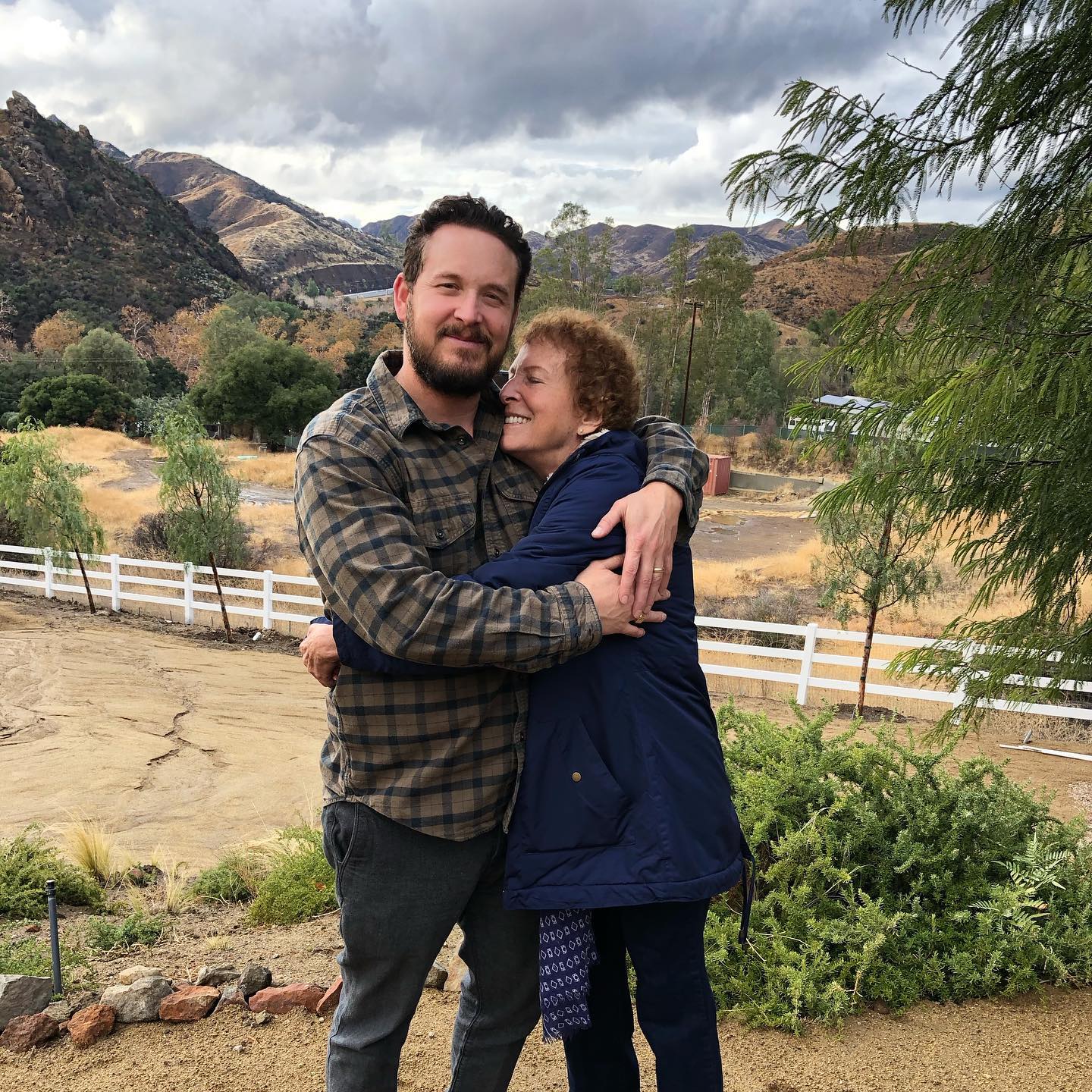 Cole Hauser with his now-late mother, Cass Warner, in December 2019