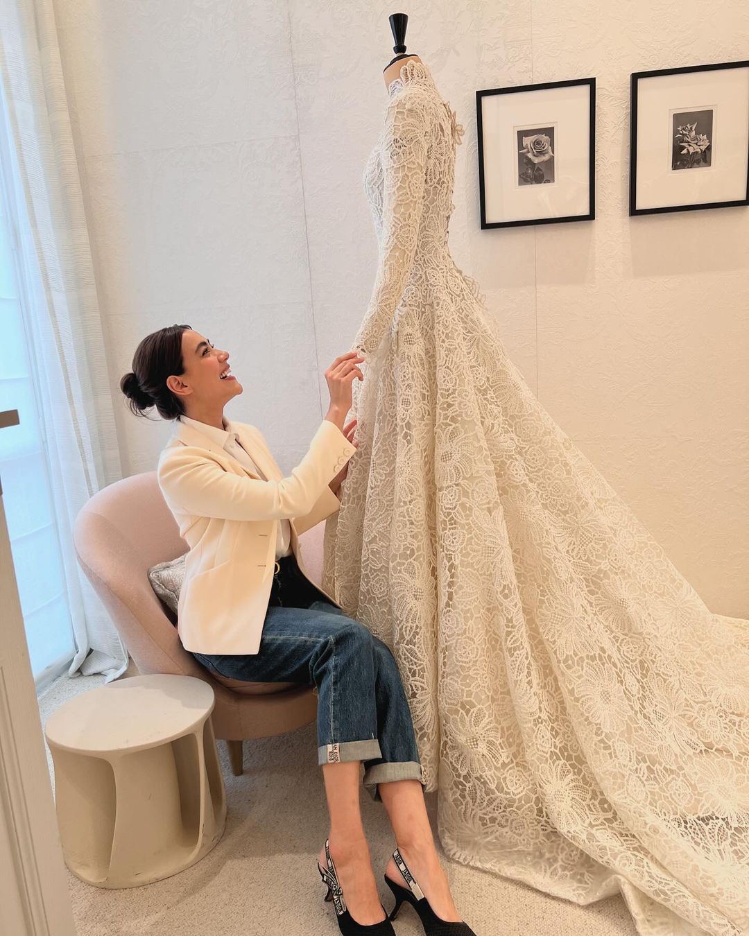 Kimberley Anne Woltemas and her wedding dress.