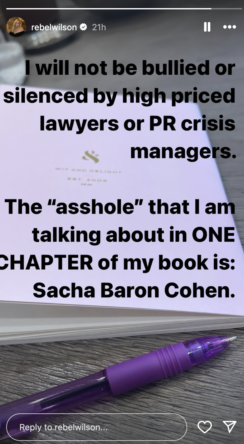 Rebel Wilson wrote a chapter on Sacha Baron Cohen in her memoir.