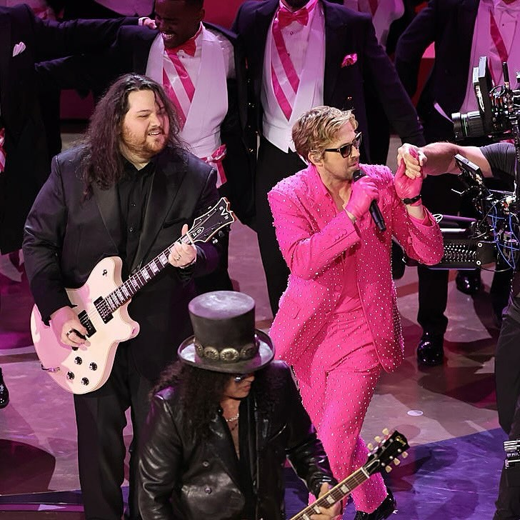 Wolfgang Van Halen, Ryan Gosling, and Slash performing 'I'm Just Ken' from 'Barbie' at the Oscars