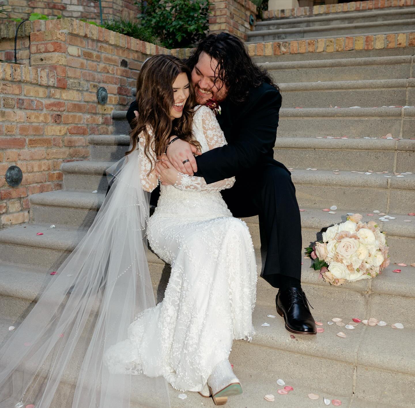Wolfgang Van Halen with his wife, Andraia Allsop, on their wedding day