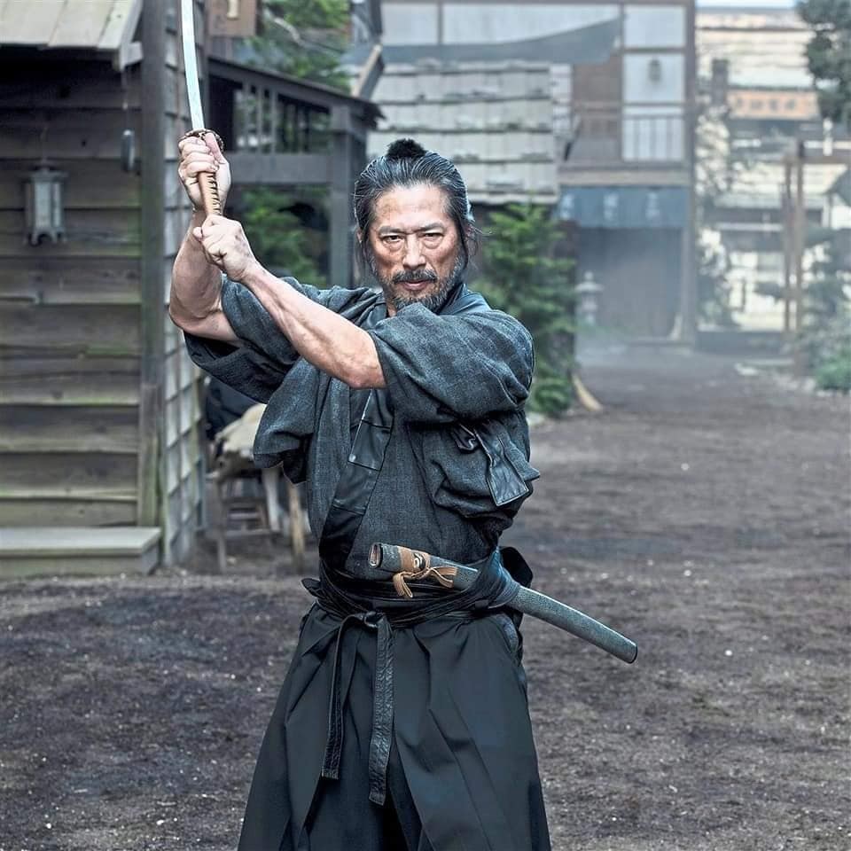 Hiroyuki Sanada performing martial arts in character
