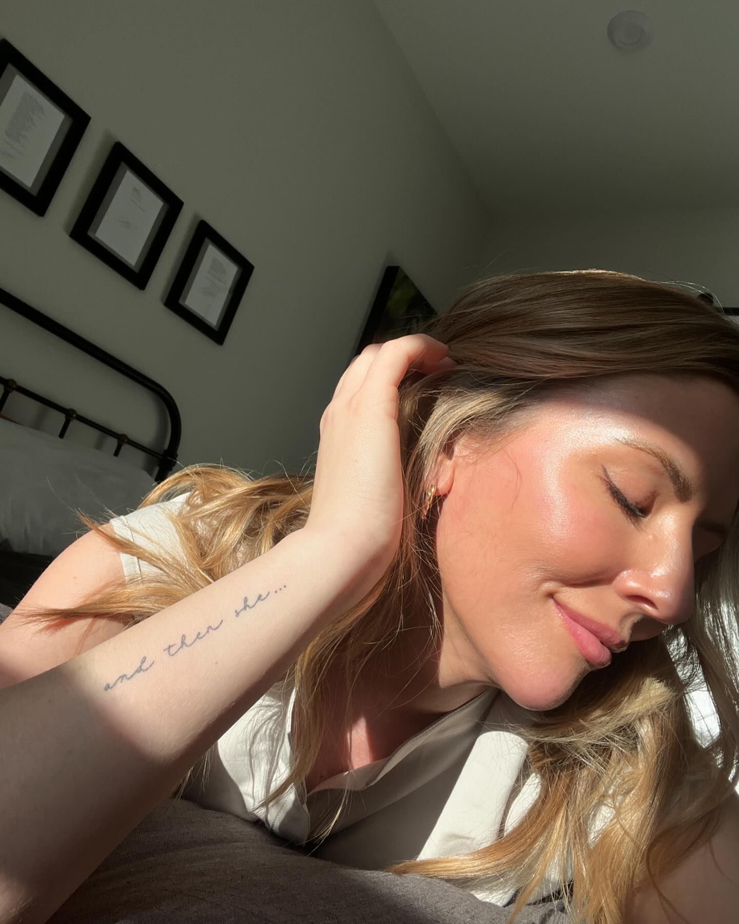 Danielle Maltby flaunting her new tattoo