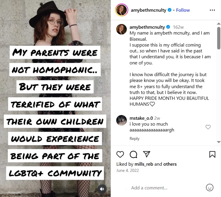 Amybeth McNulty says she is bisexual and talks about her sexuality